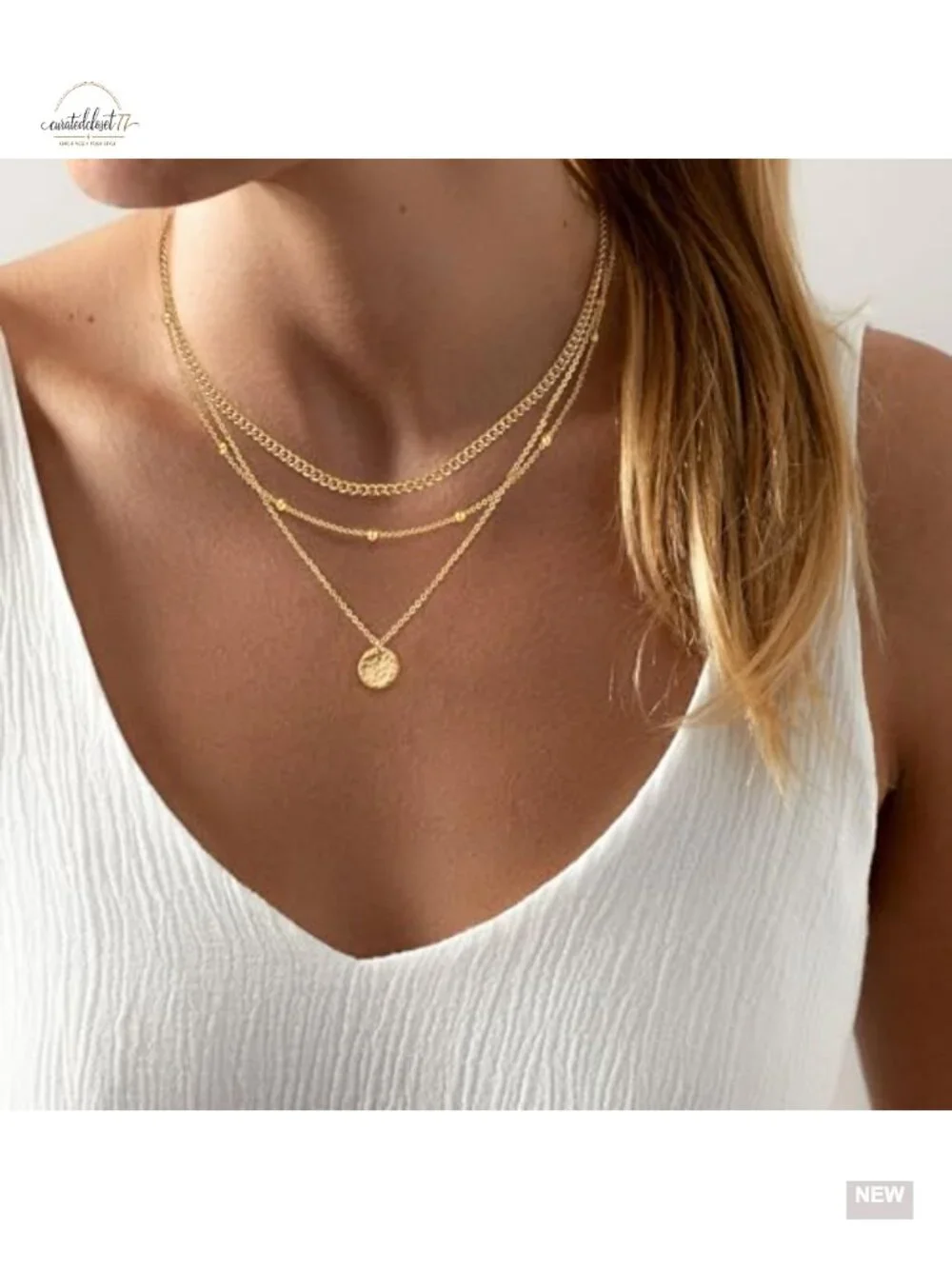 Dainty 14K Gold Plated Layered Necklace Stack Set Pendant Necklace